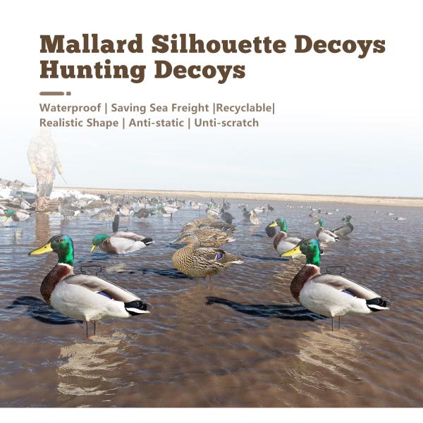 Custom PP Mallard Silhouette Decoys For Hunting Waterproof Anti Reflective Multiple Style