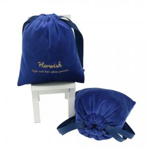 China Royal Blue 8x10cm Suede Jewelry Pouch , SGS Organza Drawstring Gift Bags on sale