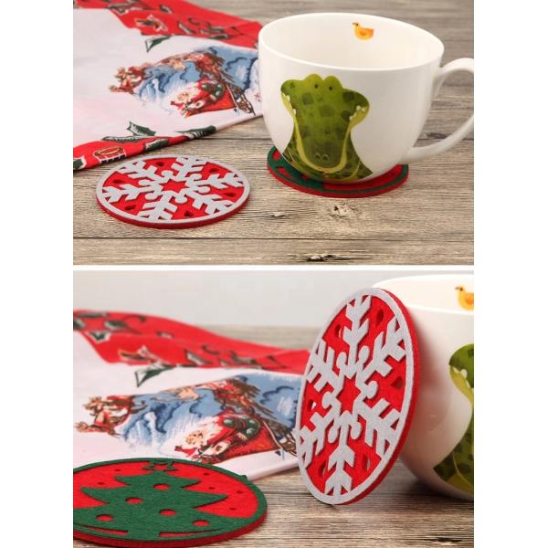 Heat Insulation 10cm Felt Christmas Themed Cup Mat