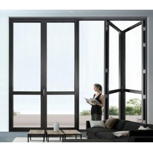 China Soundproof Aluminium Folding Door Black Aluminium Bifold Doors on sale