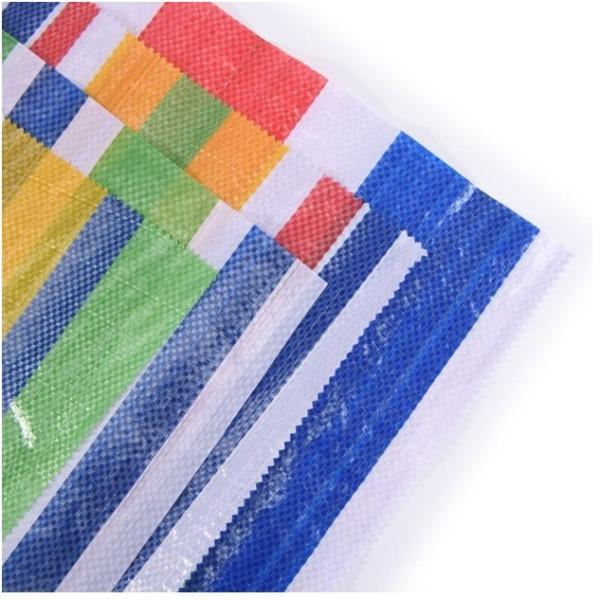 Three Color Woven Striped Fabric Waterproof PP / PE Tarpaulin
