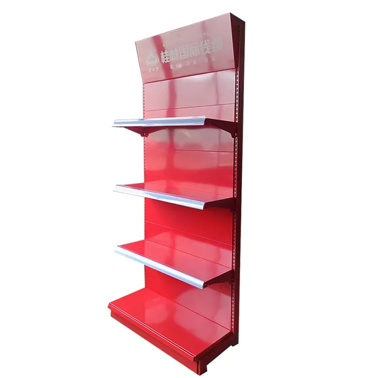 Single Side Gondola Store Shelving Metal Yellow Supermarket Storage Racks