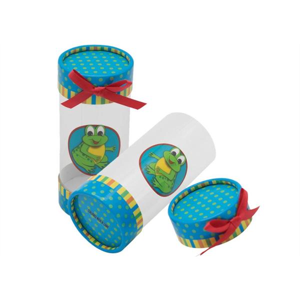 Little Plastic Presentation Box , Pvc Cylinder Packaging Box With Ribbon Bow Tube Shape