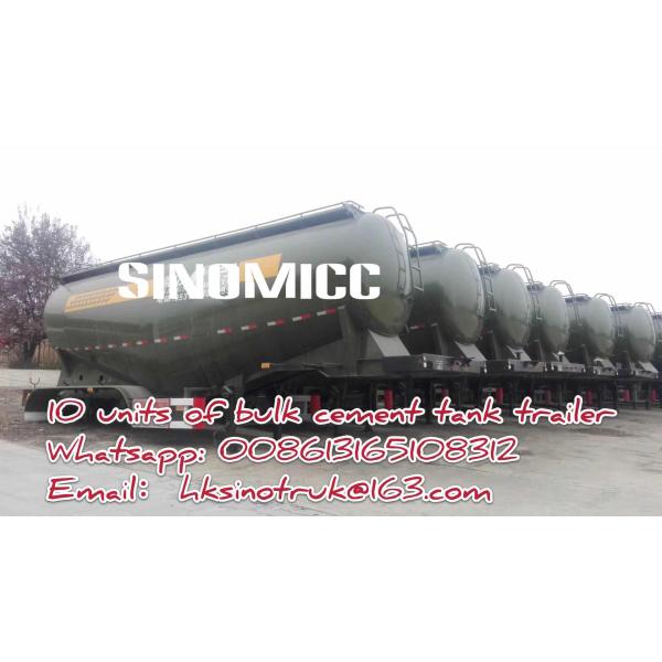 3 axle 40m3 Bulk Cement Trailer semi Trailer- SINOMICC semi trailer ,green color , 10 units