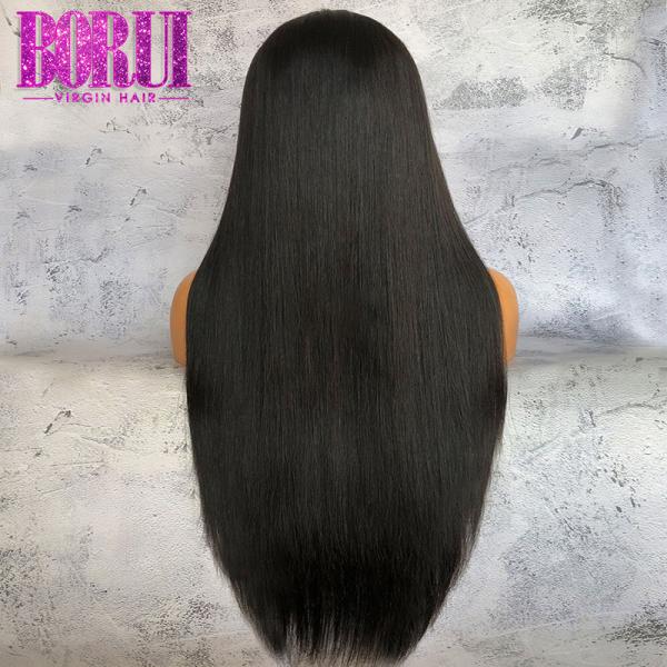 Brazilian Virgin Human Hair Wigs , Silk Straight 360 Frontal And Bundles