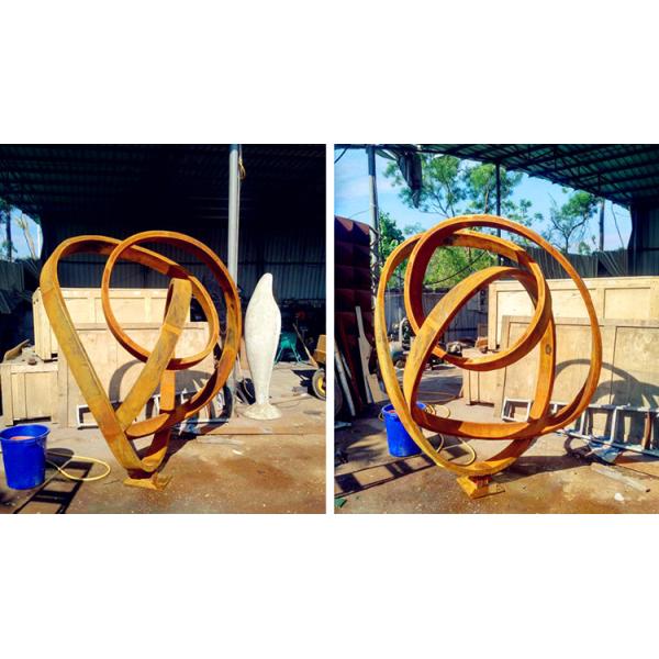 Modern Abstract Ring Rustic Abstract Corten Steel Sculpture Large Metal Statues