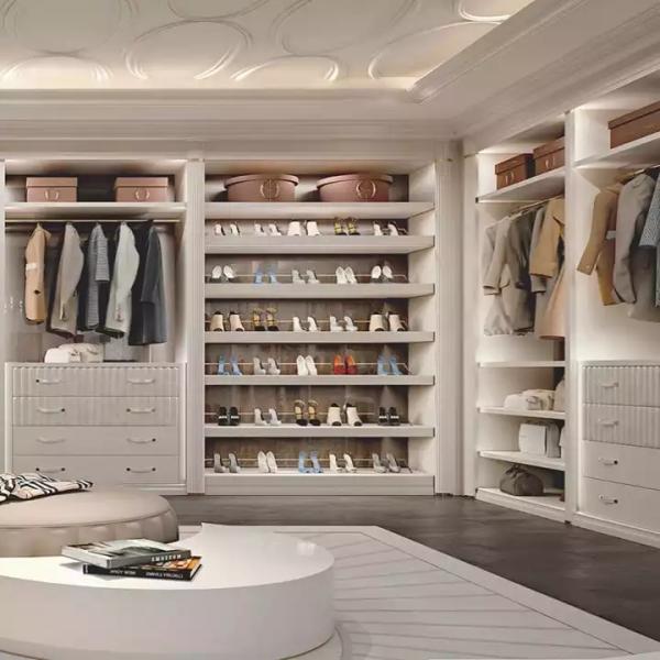 White Accepted Customized New Design Walk In Closet With 18mm Mad Board