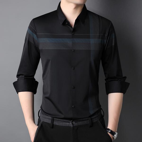 Long Sleeve Striped Shirts Men Slim Fit Vintage Fashions Autumn Clothing Custom Shirt 2021