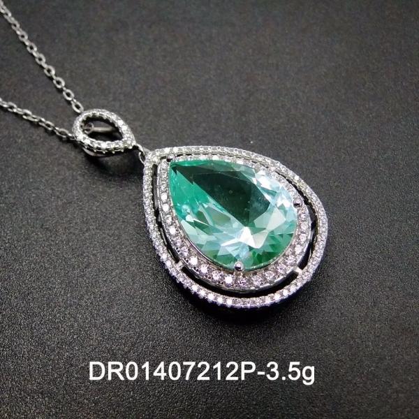 Women's Jewelry Pear Cutting Green Spinel Round White Cubic Zirconia 925 Sterling Silver Fine Jewelry