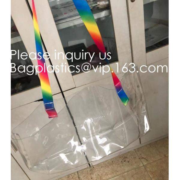 Manufacturer Custom Logo Transparent Clear PVC Plastic Portable Packaging Promotional Gifts Shopping Tote Bag, bagease
