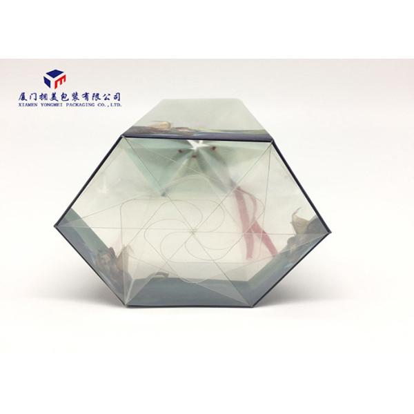 Hexagon Shape PET Plastic Box Open From Top Modern Style OEM / ODM 18.5cm Height
