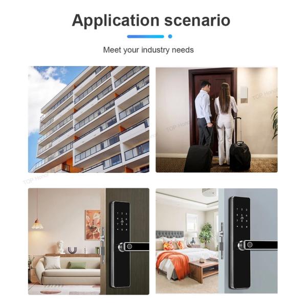 TH521 Aluminium Alloy Apartment Smart Door Lock TTLock Biometric Code Card Key Unlock