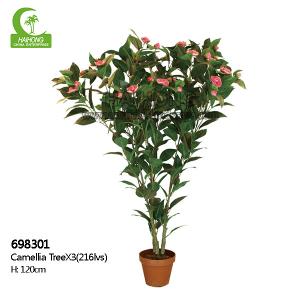 Quality Party Real Touch Artificial Plants 120cm Height Camellia Tree for sale
