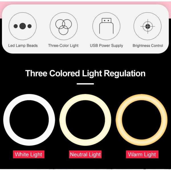 CE Aluminum Alloy 6W Desktop Selfie Ring Light