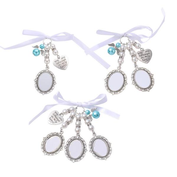 Pearl Pendant Wedding Bouquet Charm Photo Pendants DIY Sublimation Wedding Bouquet Charms