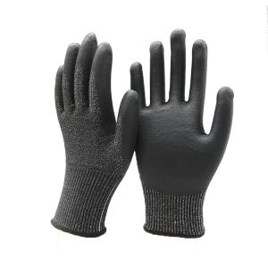 China Cut Resistant Nitrile Foam Gloves 13G HPPE Plus Steel Wire Black Nitrile Palm Coated Cut Level 5 Gloves For Screwing on sale