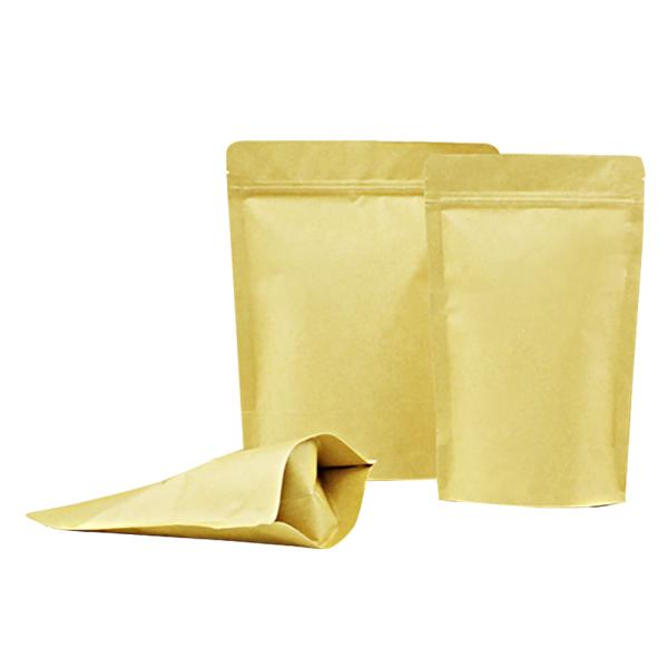 Custom Logo Kraft Paper Bag Pouch Brown Stand Up Zipper Bag With Aluminium Foil