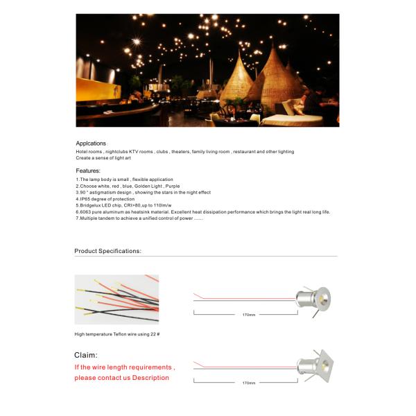 Warm white/ White/ Blue/ Green/ Yellow Color recessed Mini 1W LED Spotlight light