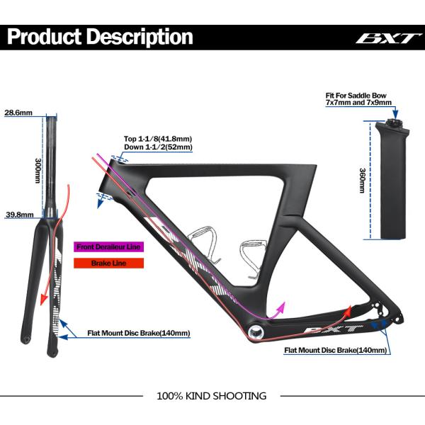 Aero Carbon Fiber Fat Bike Frame Racing 700C Carbon Fiber Track Bike Frame