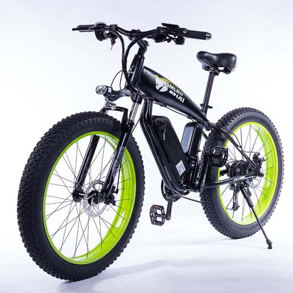 Green Wide Tire Snow Beach Cruiser Electric Bike 26 Inch Wear Resistant