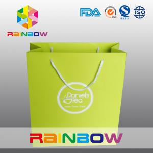 Quality Recycled Square Bottom Customized Paper Bags / Printed Paper Shopping Bags for sale