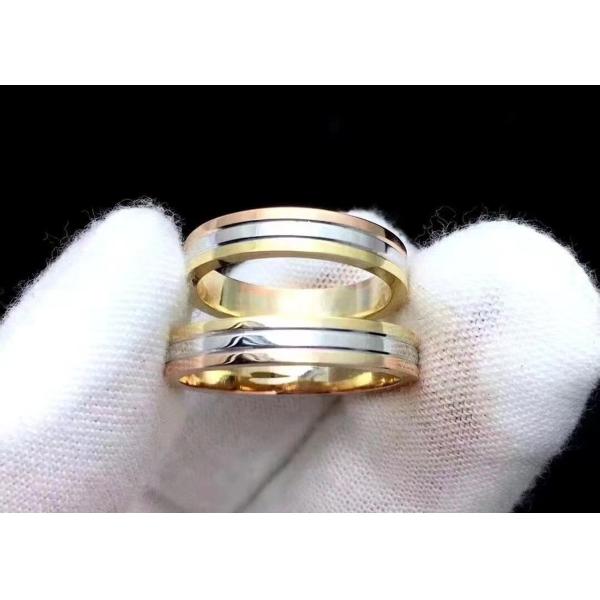 Prong Setting 3 Colour Gold Ring , 18k Gold Wedding Band OEM ODM