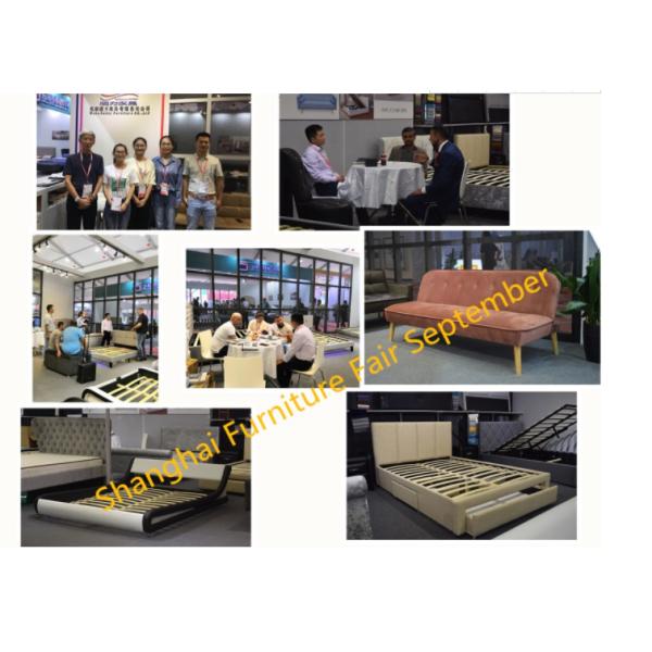 Air Lift Contemporary Velvet Upholstered Bed Faux Leather Curved PU Headboard