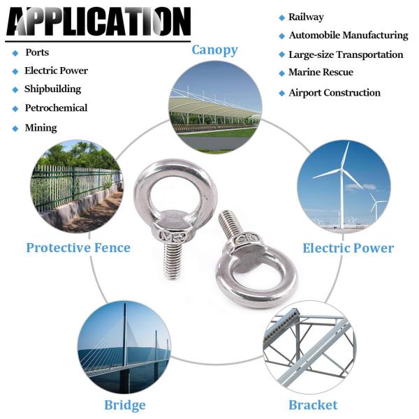 M6-M30 Eye Bolt for M2 M6 M8 M10 M16 DIN580 Lifting Anchor Eye Bolts in Stainless Steel