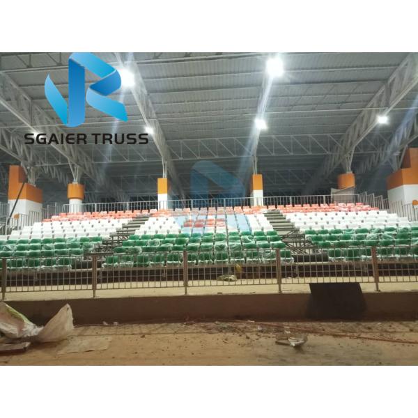 Football Sports Stadium Seats with Backrest railing On Concrete Platform
