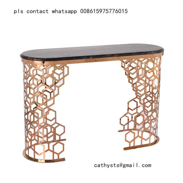 Modern metal furniture rose gold stainless steel table for living room