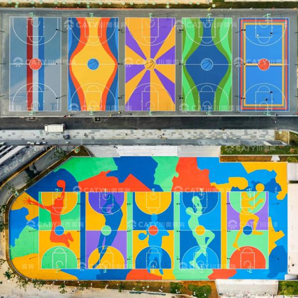 New Design Customizable PU Surface Prefabricated Outdoor Sports Court Basketball Volleyball Badminton Tennis Court Flooring for Sports Facilities