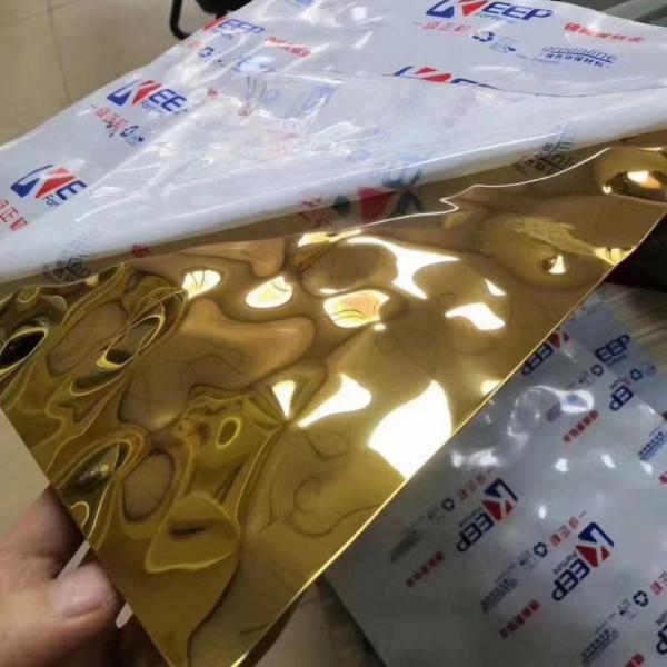Water Ripple 201 304 Stainless Steel Sheet In GOLD Mirror Finish 0.8*1219*3048MM