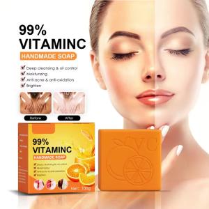 China Organic Handmade Soap Whitening Body Toilet Soap Bath Bar Deeply Cleanses And Nourishes Skin Vitamin C Soap on sale