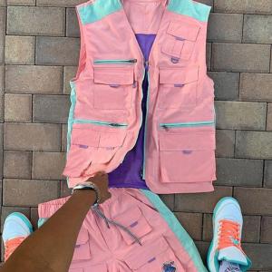 Quality Fashionable Hip Hop Unisex Cargo Shorts Set Vest And Shorts Set Latest Design for sale