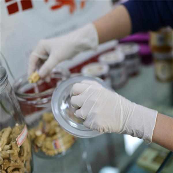 High Strength Disposable Latex Glove Cream Color Powdered / Powder Free