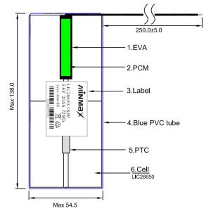 Rechargeable Li-ion Battery Pack LIC26650 3.6V 20000mAh