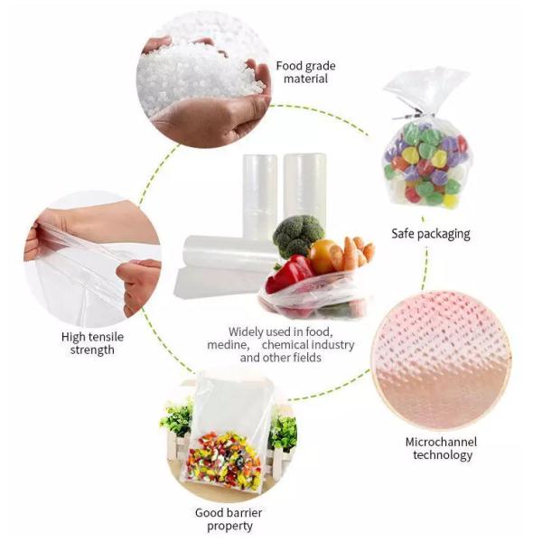 Customized Heat Seal Clear Vacuum Bags Flat Bottom 10 - 100MIC For Food