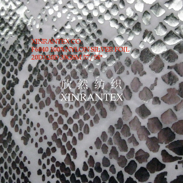 F6040 summer sun-protective cloth fabric 100%nylon taffeta silver foil 20DX20D