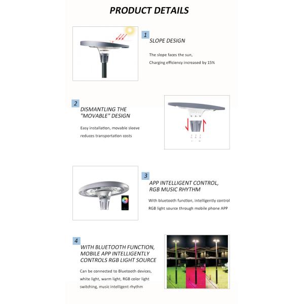 Ip65 Waterproof Led Lawn Bollard Multi Color Sun Powered Solar Garden Lights