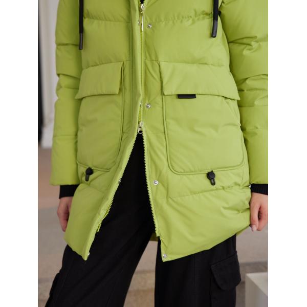 Stylish Hooded Bio-Down Jacket Water And Wind Proof Mid-Length Coat For Women