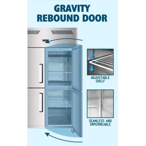 Commercial Double Door Upright Freezer R134a Vertical Display Chiller