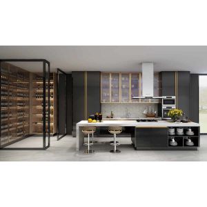 Quality Brushed 201SS Stainless Steel Kitchen Unit Wine Cabinet Furniture for sale
