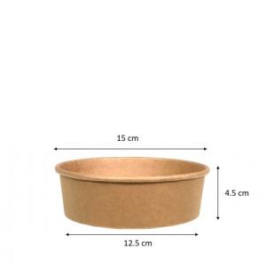 Quality Dia 15cm 500ML 16OZ Recyclable Fast Packing Kraft Paper Bowl for sale