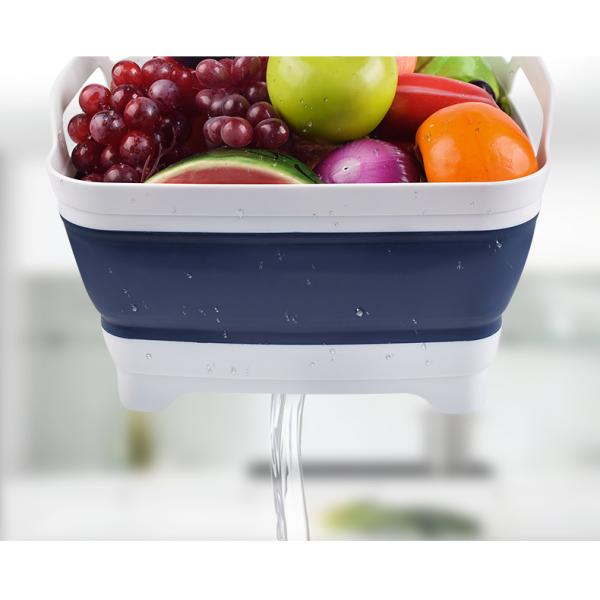 Collapsible 9L Silicone Strainer Basket Silicone Household Products Blue White