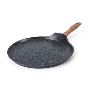 Quality FDA Wooden Handle Round 4.5cm Marble Coating Fry Pan for sale