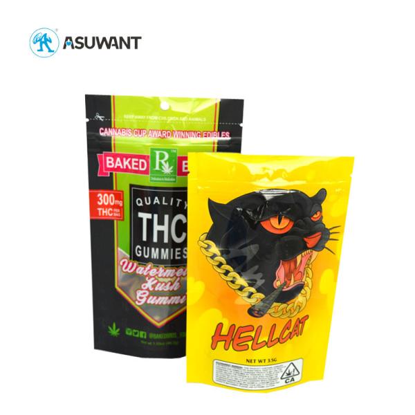 3.5G Plastic Edible Heat Sealable Mylar Bags With Zipper Customized Size