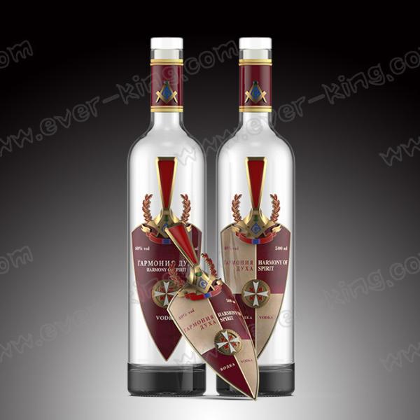 Metal Label Vodka Glass Bottle Custom Designed 700ml