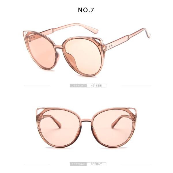 Female Silver Pink Lens Sunglasses Round Rose Gold Frame Retro Color Mirror Lens Glasses