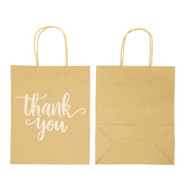 Customized Logo Online Custom Stylish Thank You Kraft Paper Bag for Supermarket Shopping