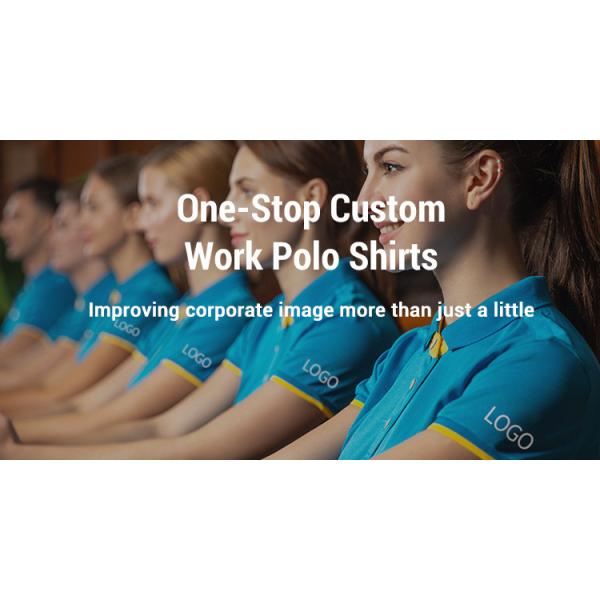Black Staff Mens Breathable Polo Work Shirts Screen Printing Plain Solid Blue Color